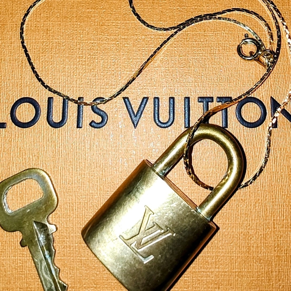 Louis Vuitton Gold Jewelry Padlock & Key. Necklace Is 14k Gold Plated